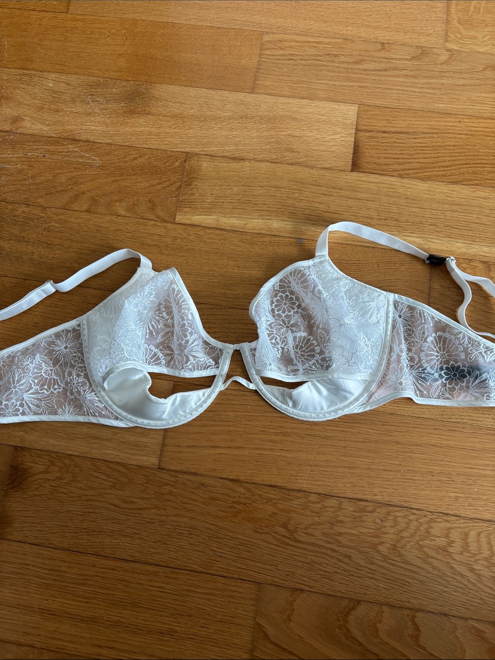 Sheer Floral Underwire Bra - White